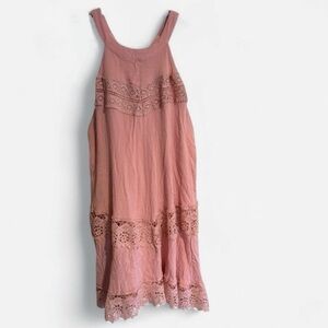 Dee Elle Pink Lace Trim Babydoll Mini Dress XS Cottagecore
